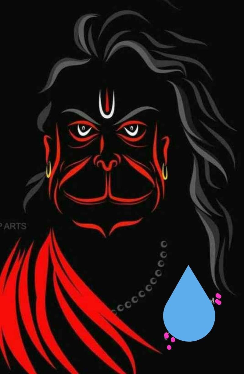 Angry Hanuman, red-faced, glowing eyes, SD Phone Wallpaper