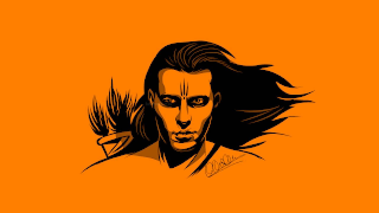 Angry Hanuman, orange skin, long dark hair, HD Desktop Wallpaper