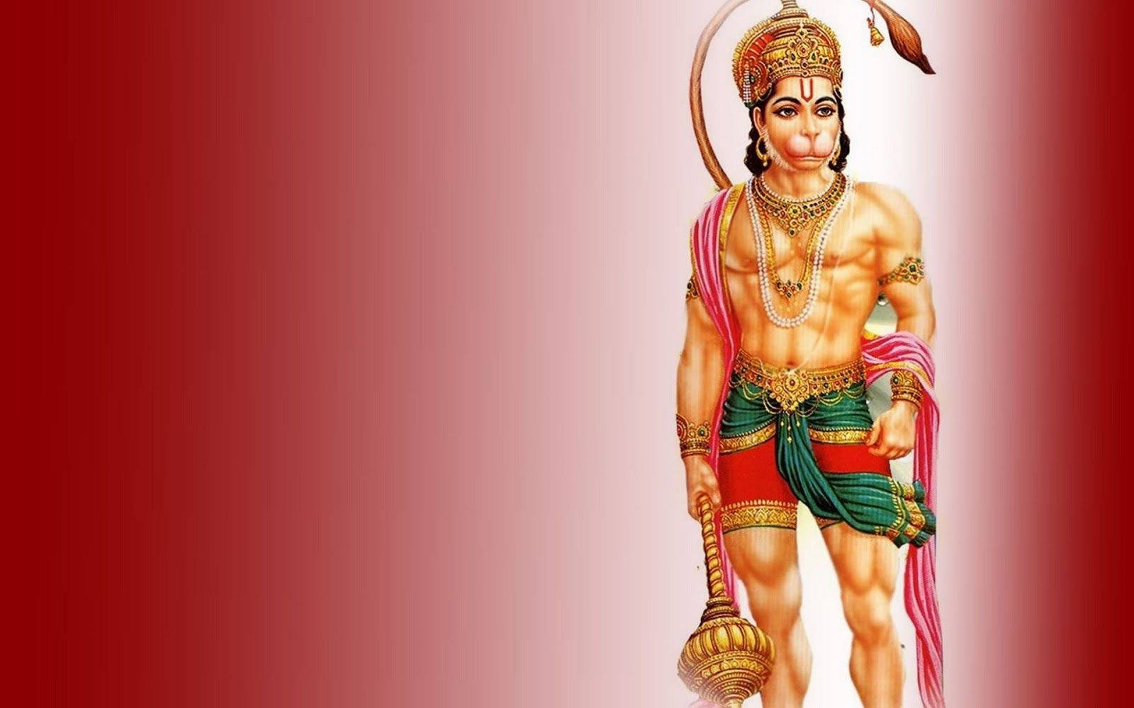 Angry Hanuman, golden mace, vibrant red and gold attire, HD Desktop Wallpaper