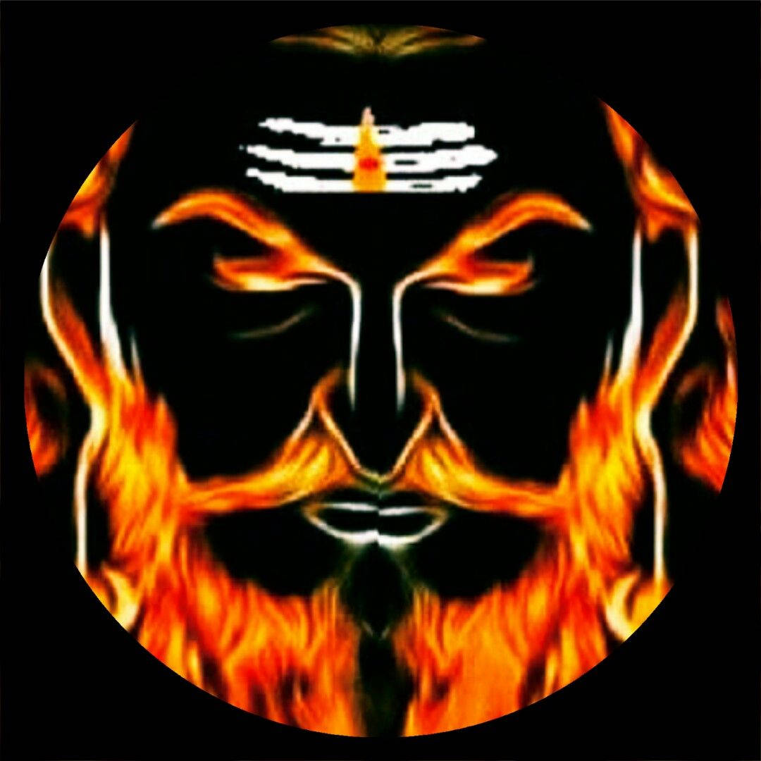 Angry Hanuman, burning beard, glowing orange flames, SD Desktop Wallpaper