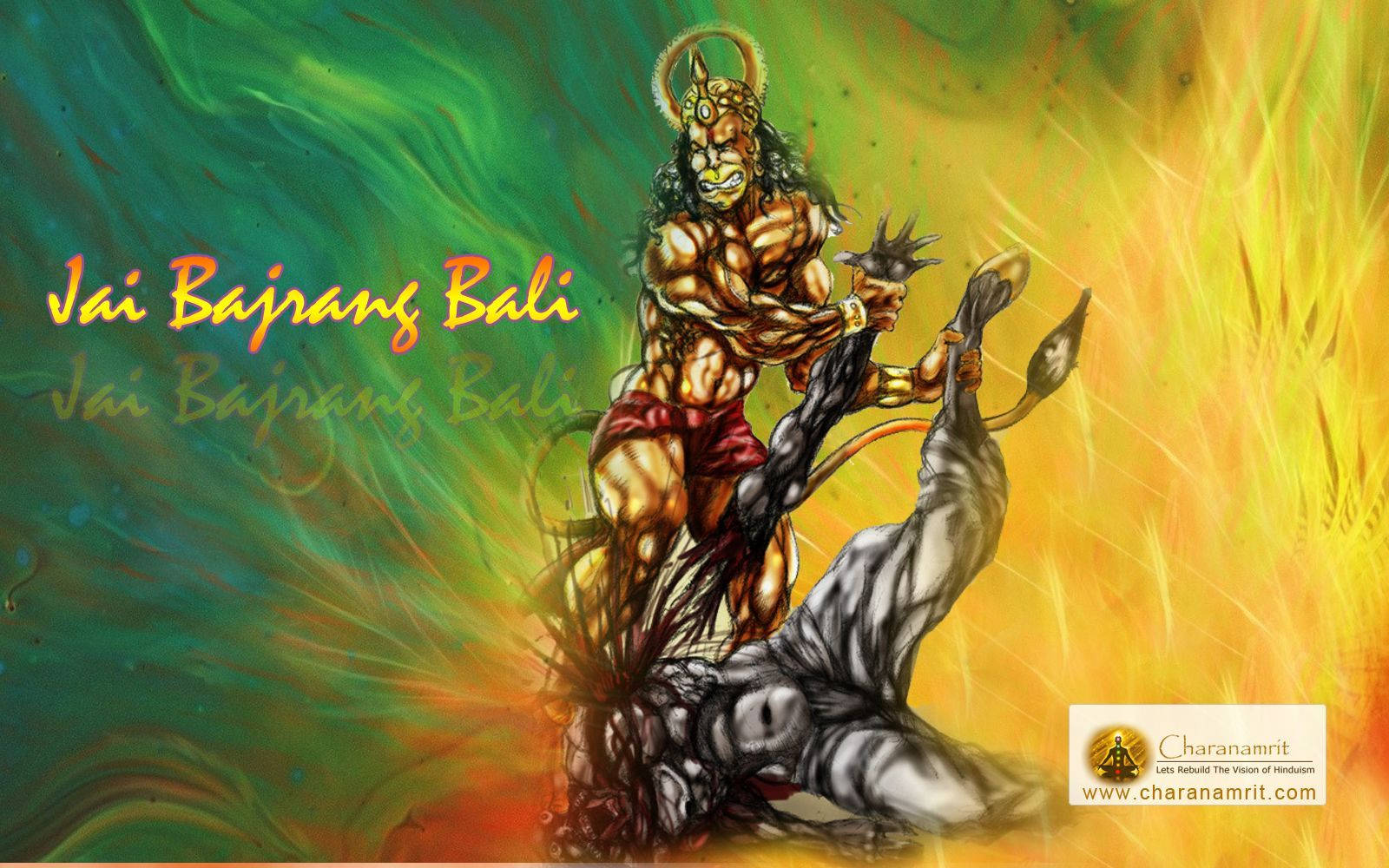 Angry Hanuman, Hindu deity, crown, HD Desktop Wallpaper