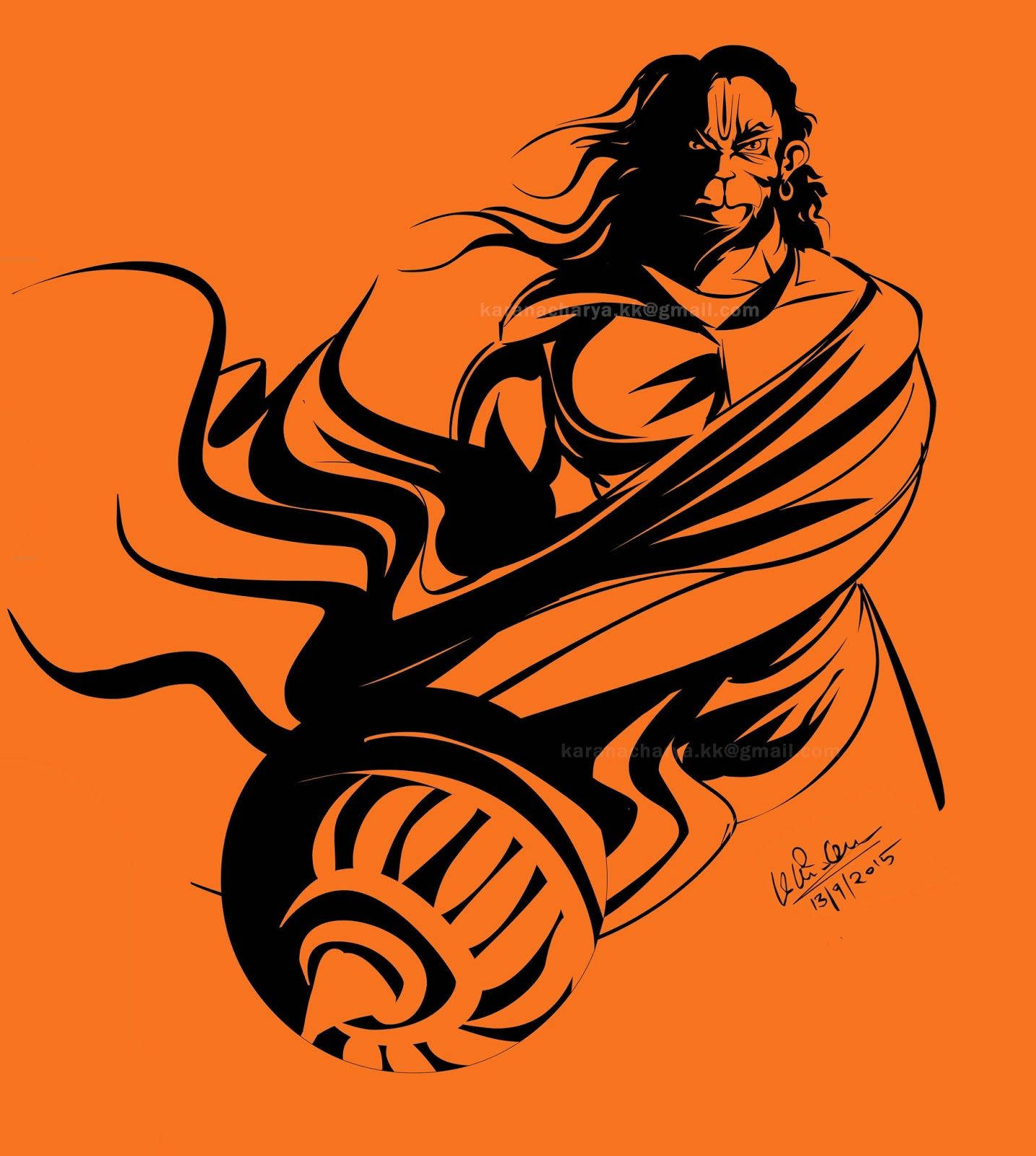 Angry Hanuman, mace weapon, tiger-striped helmet, HD Phone Wallpaper
