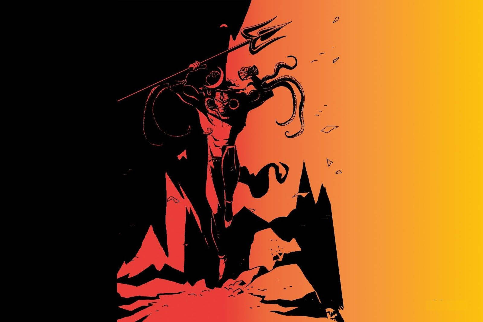 Minimalist Angry Mahadev HD Art, demonic figure, horns, HD Desktop Wallpaper