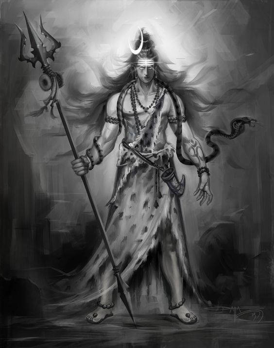 Angry Shiva, trident, snake, SD Phone Wallpaper