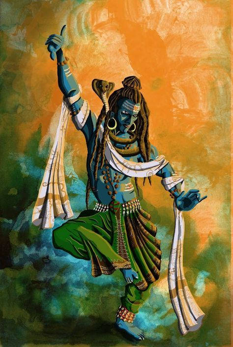 Angry Shiva, blue-skinned, dreadlocks, SD Phone Wallpaper