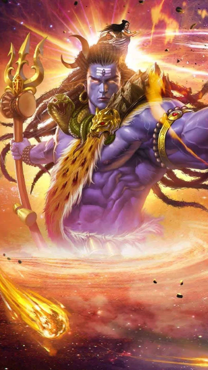 Angry Shiva, meteor, purple-skinned, HD Phone Wallpaper