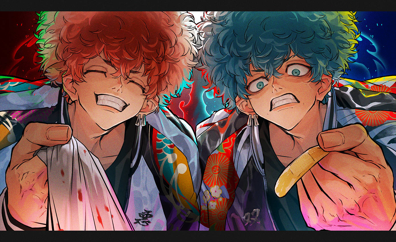 Angry Tokyo Revengers, vibrant hair, laughing wildly, HD Desktop Wallpaper