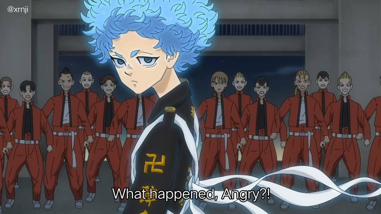 Angry Tokyo Revengers, blue-haired anime character, black jacket, HD Desktop Wallpaper