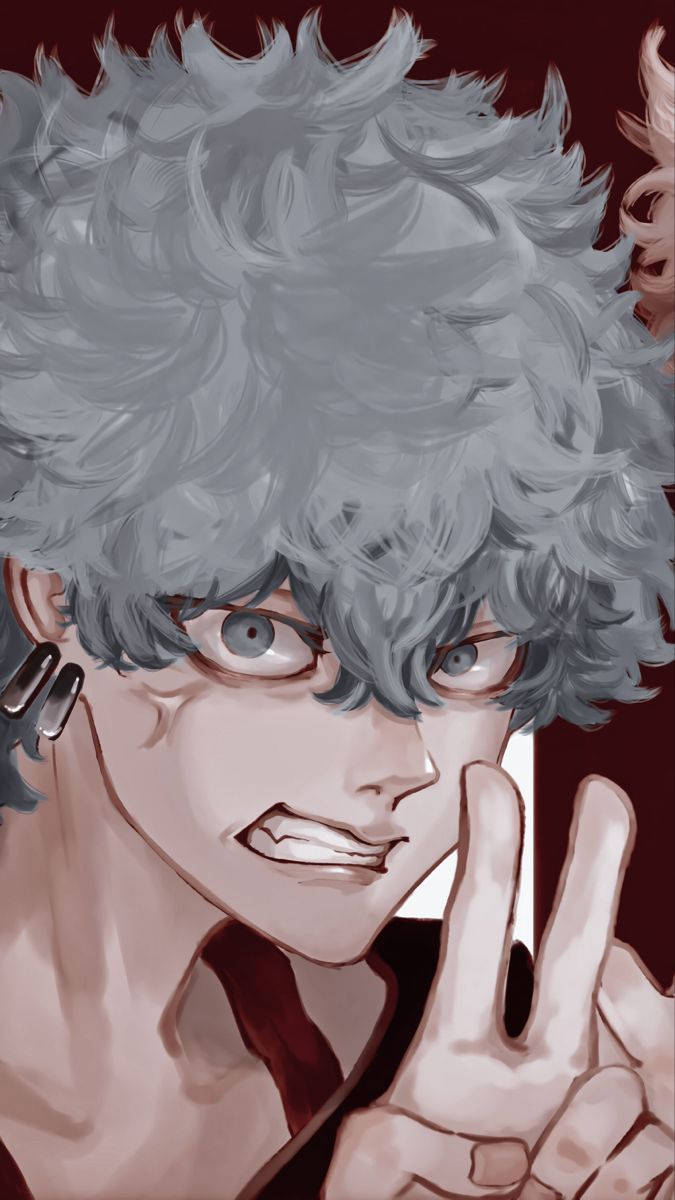 Angry Tokyo Revengers, peace sign, wild gray hair, SD Phone Wallpaper