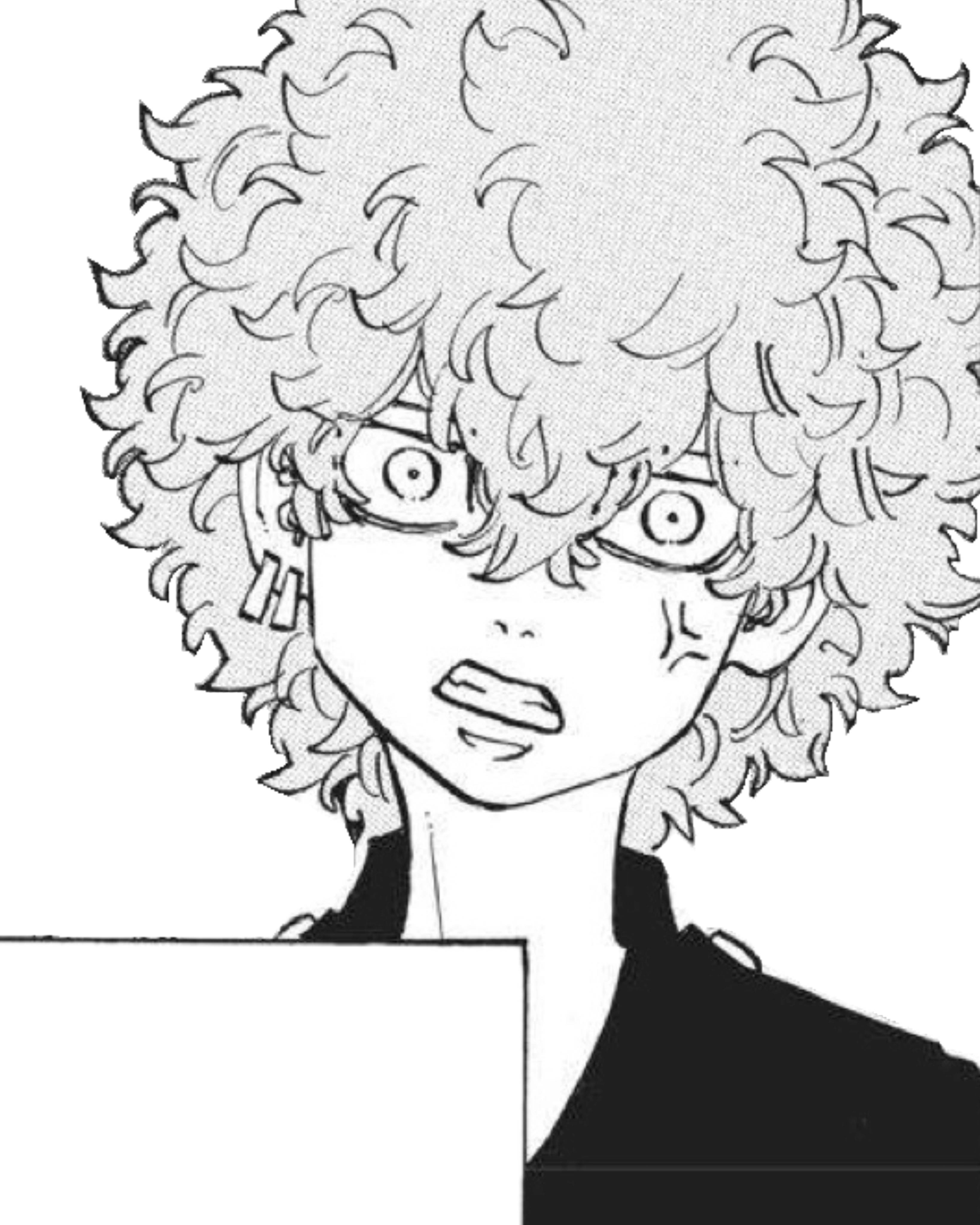 Angry Tokyo Revengers, black and white, wild curly hair, 4K Phone Wallpaper