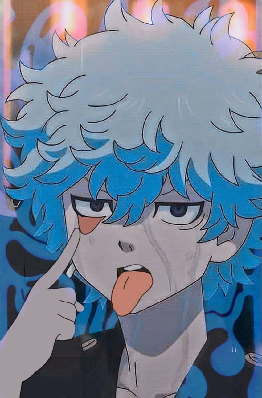 Angry Tokyo Revengers, blue-haired anime character, tongue out, HD Phone Wallpaper