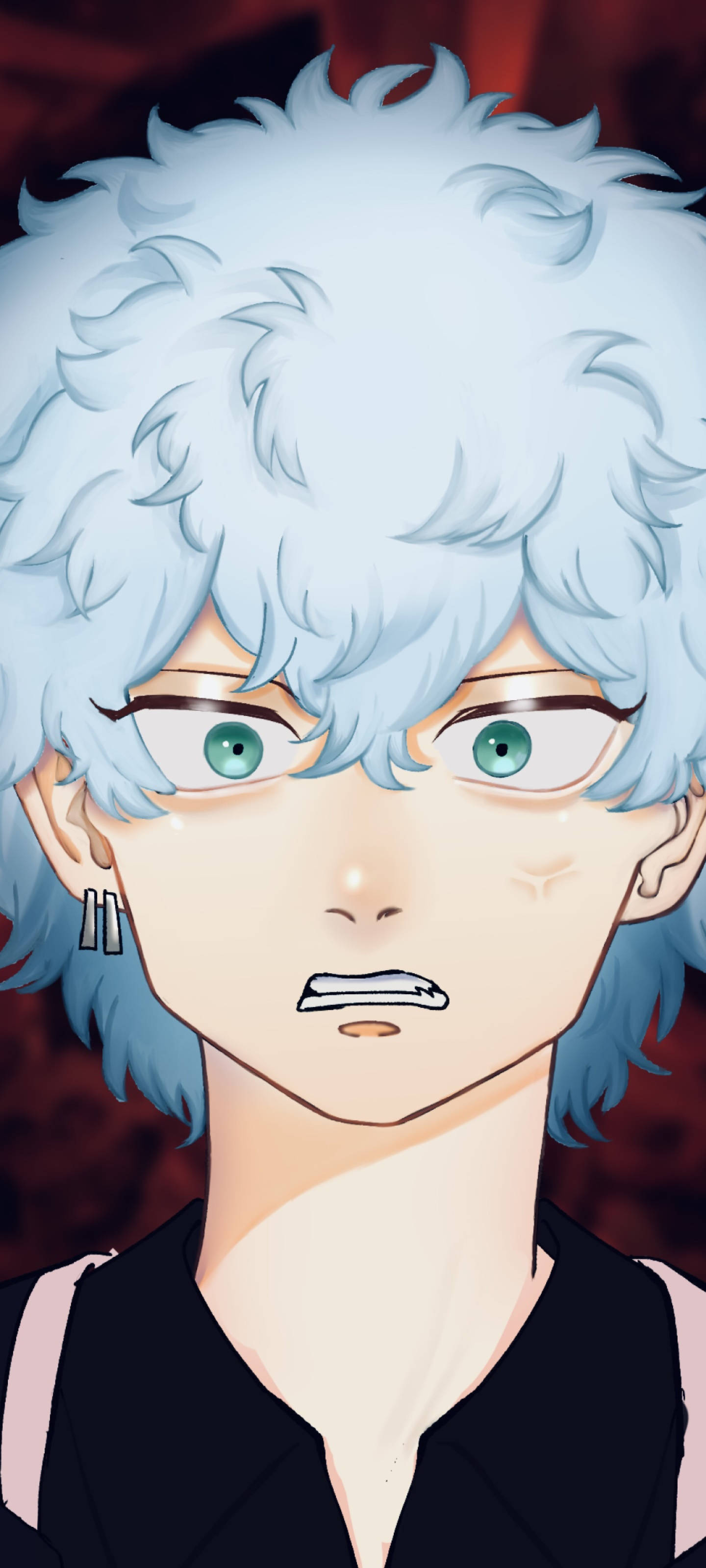 Angry Tokyo Revengers, spiky blue hair, green eyes, 2K Phone Wallpaper