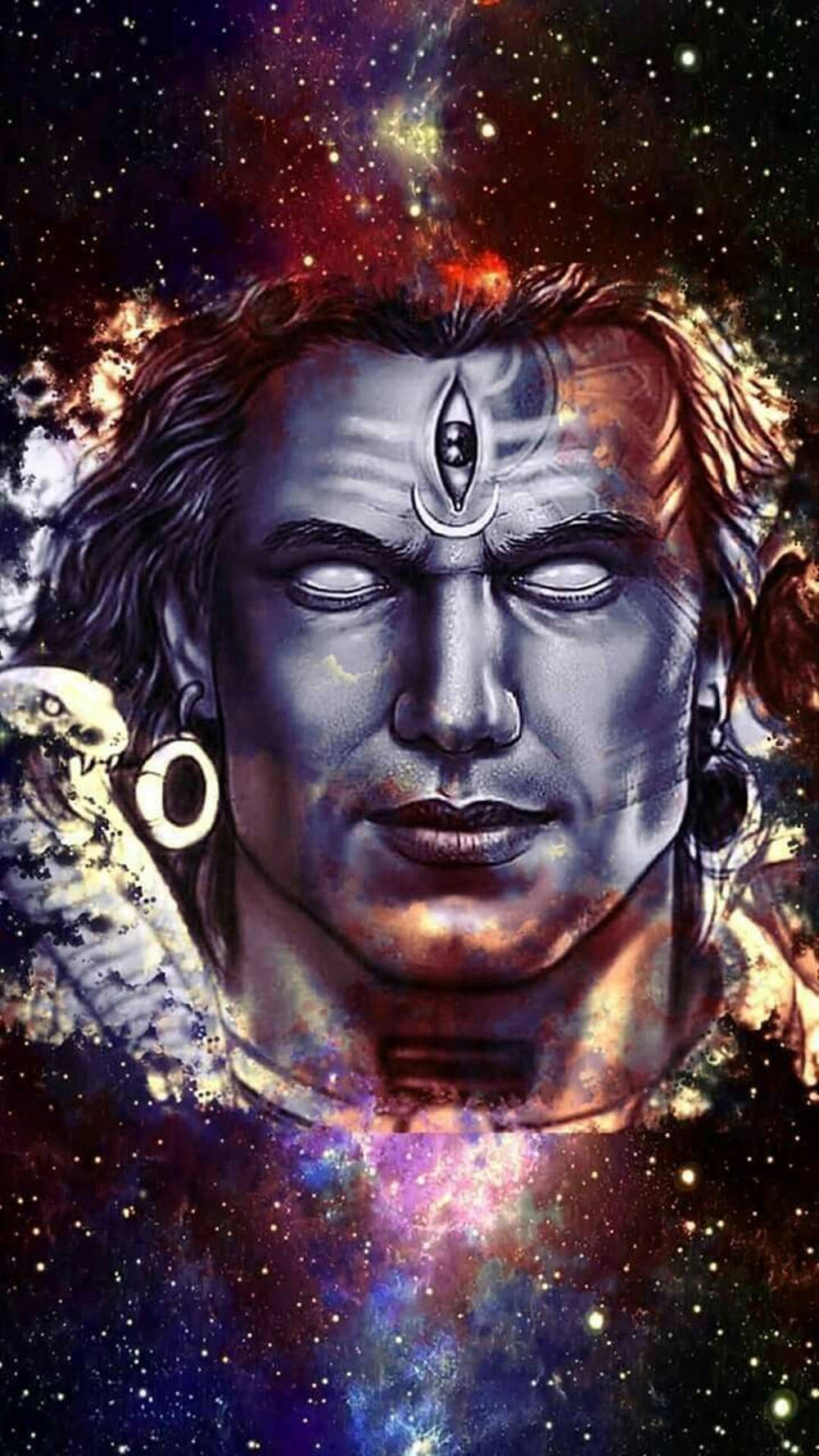 Angry Vishnu, third eye, nebulae, HD Phone Wallpaper