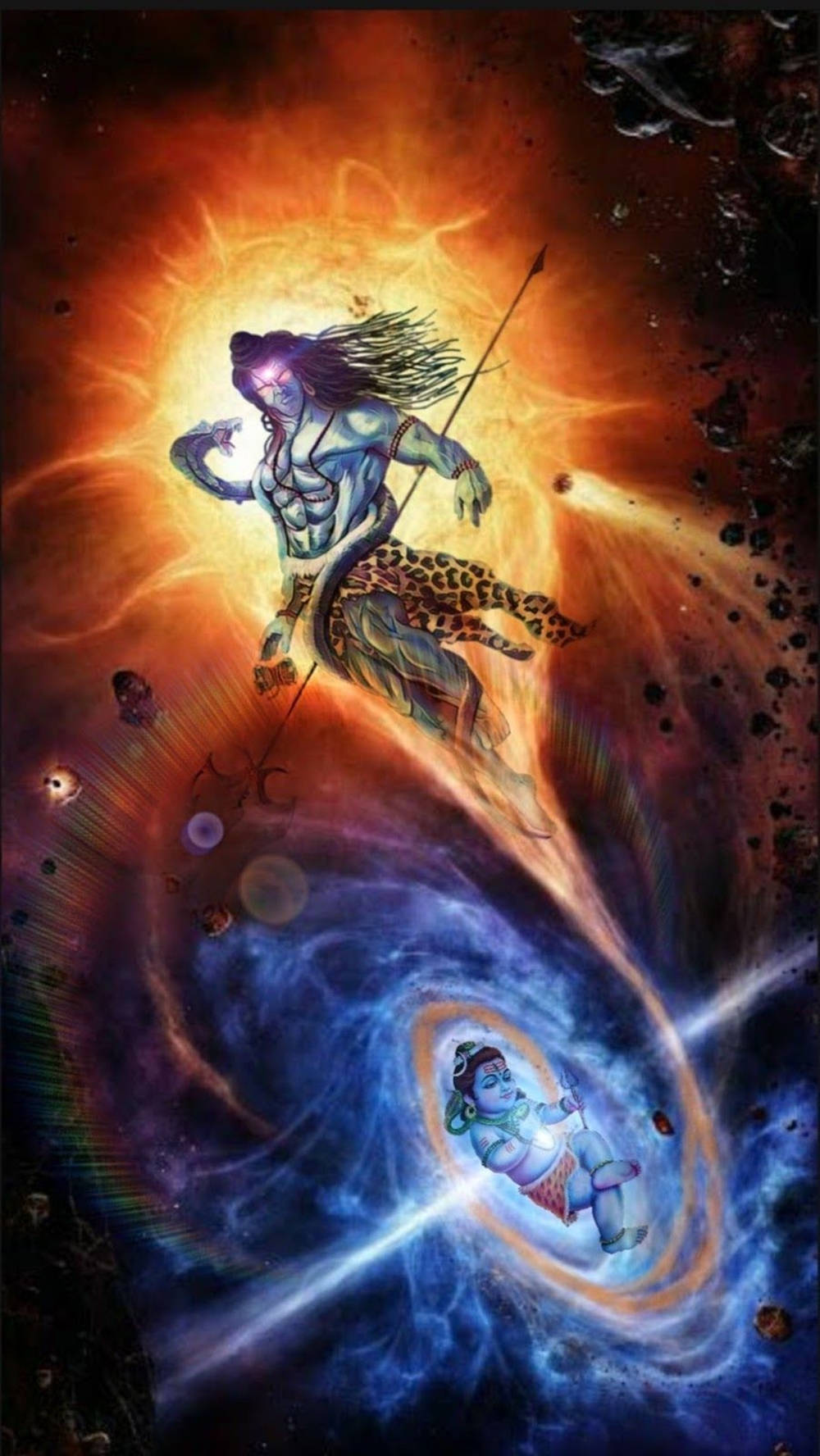 Angry Vishnu, blue-skinned deity, leopard skin, HD Phone Wallpaper