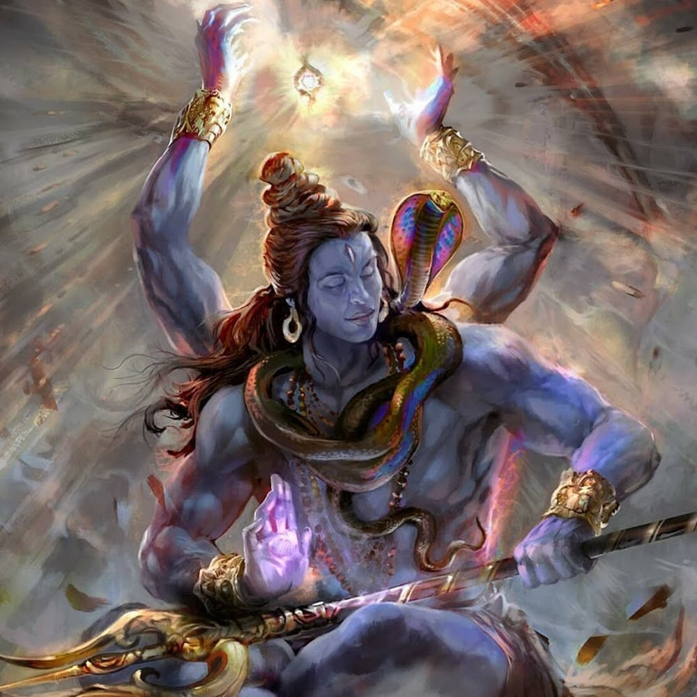 Angry Vishnu, blue-skinned deity, cobra necklace, SD Desktop Wallpaper