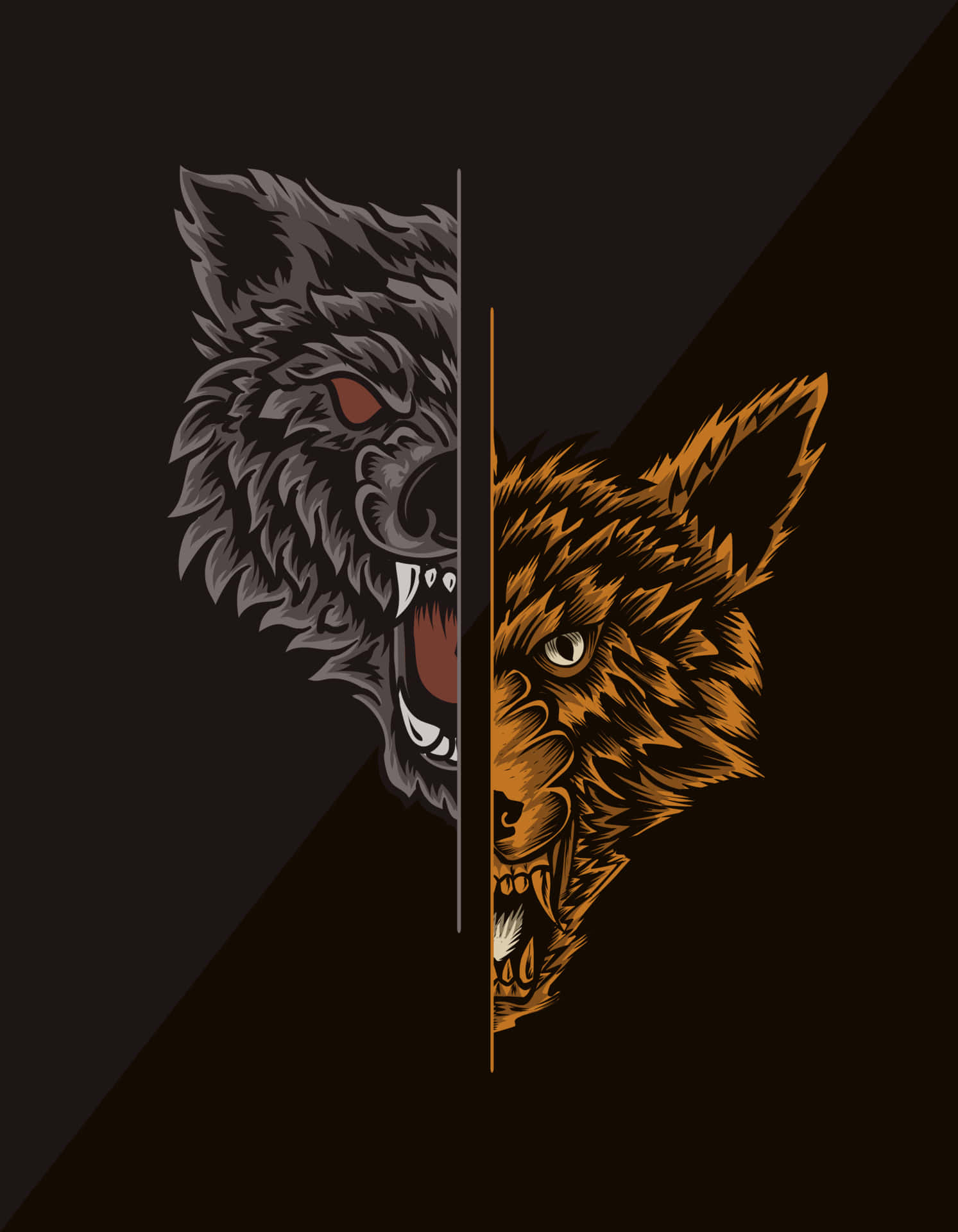 Angry Wolf, gray snarling wolf, golden wolf, Full HD Phone Wallpaper