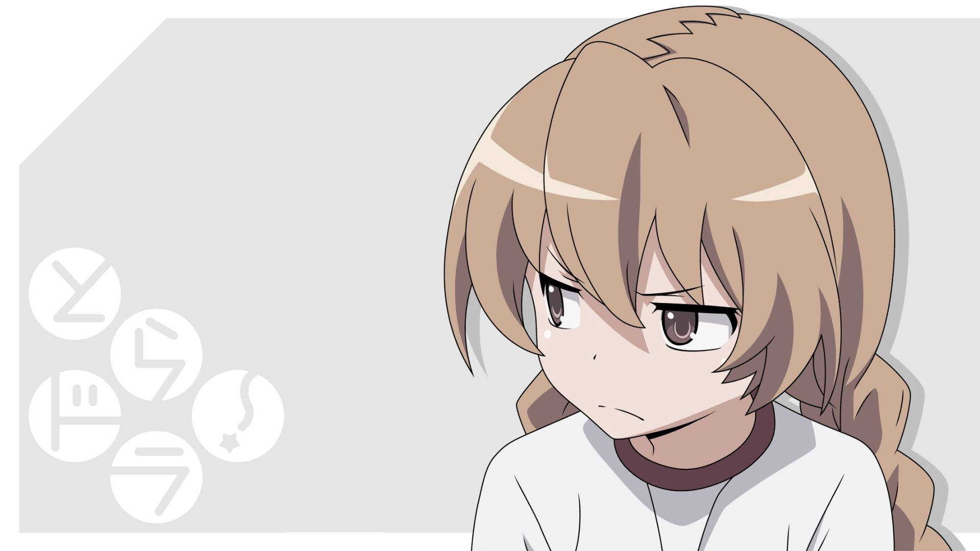 Anime girl, brown hair, pouty expression, Full HD Desktop Wallpaper
