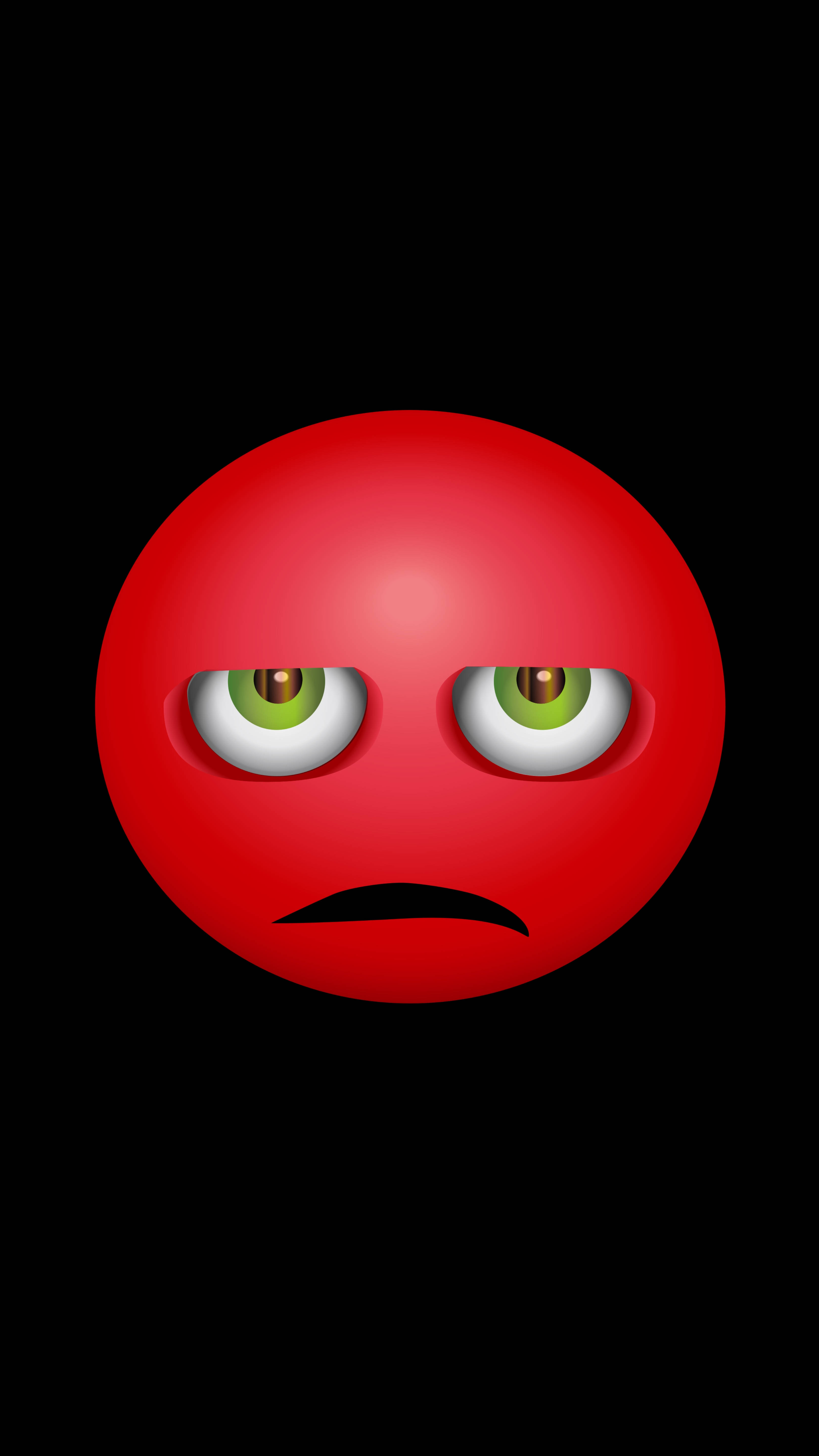 red angry emoji, glossy, green eyes, 5K Phone Wallpaper