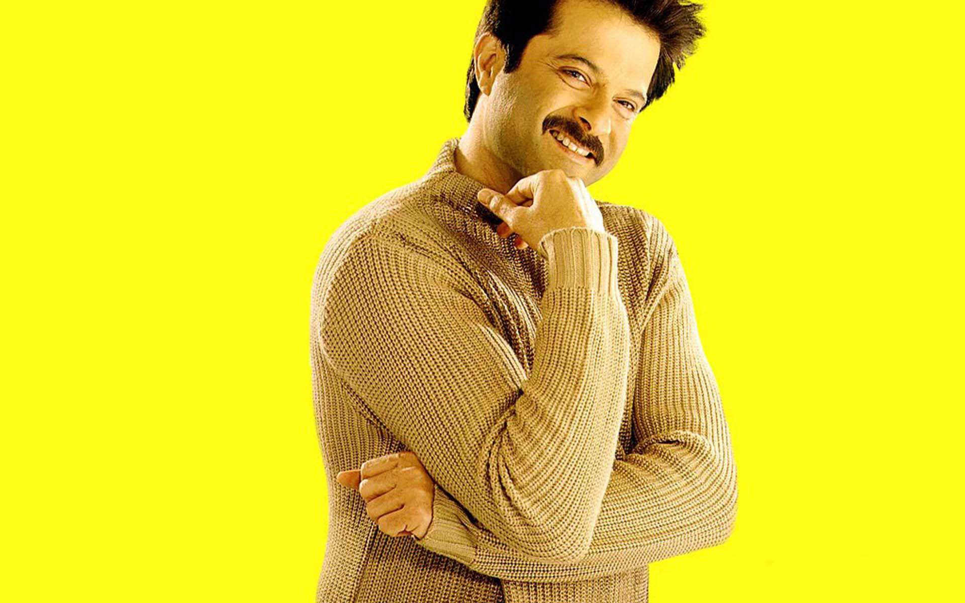 Anil Kapoor, yellow, beige sweater, Full HD Desktop Wallpaper