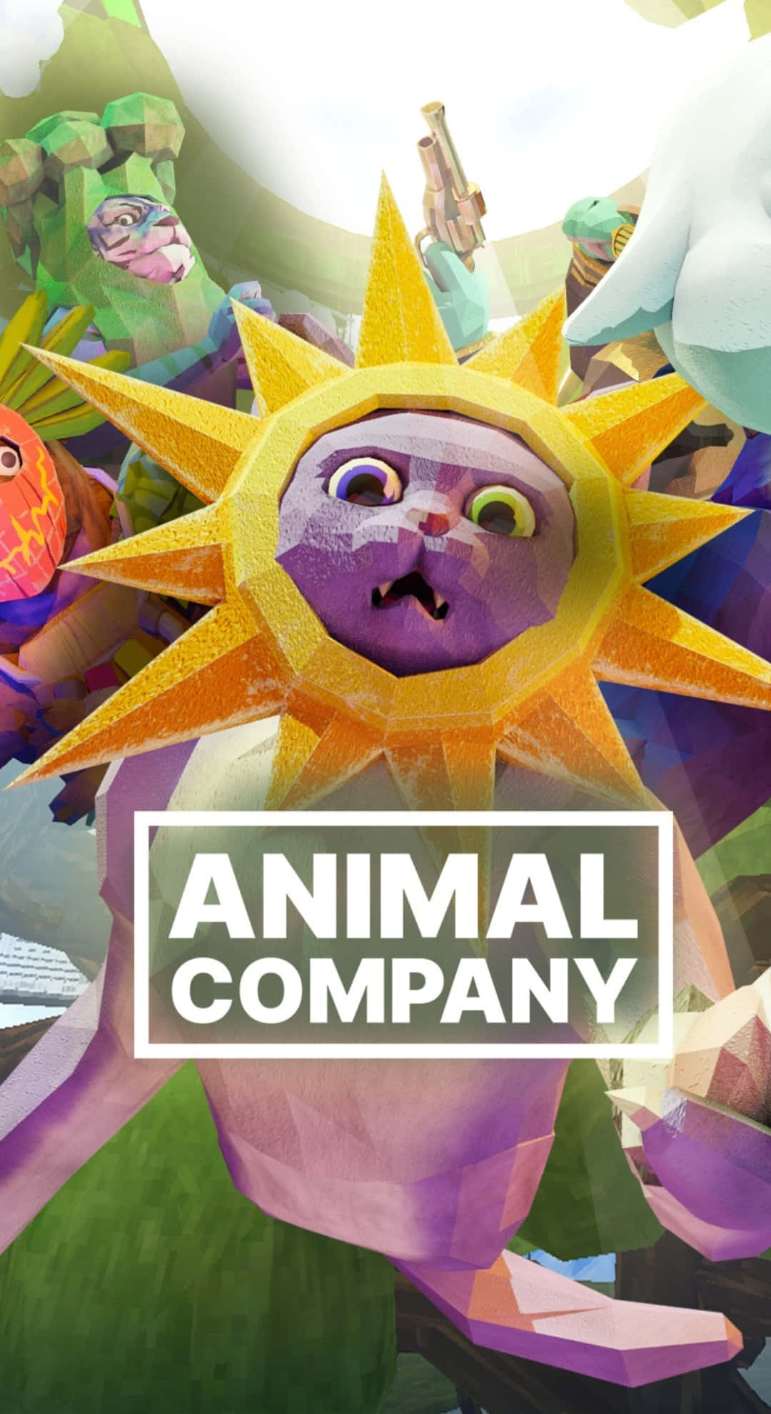 Animal Company, low poly sun character, surprised face, Full HD Phone Wallpaper