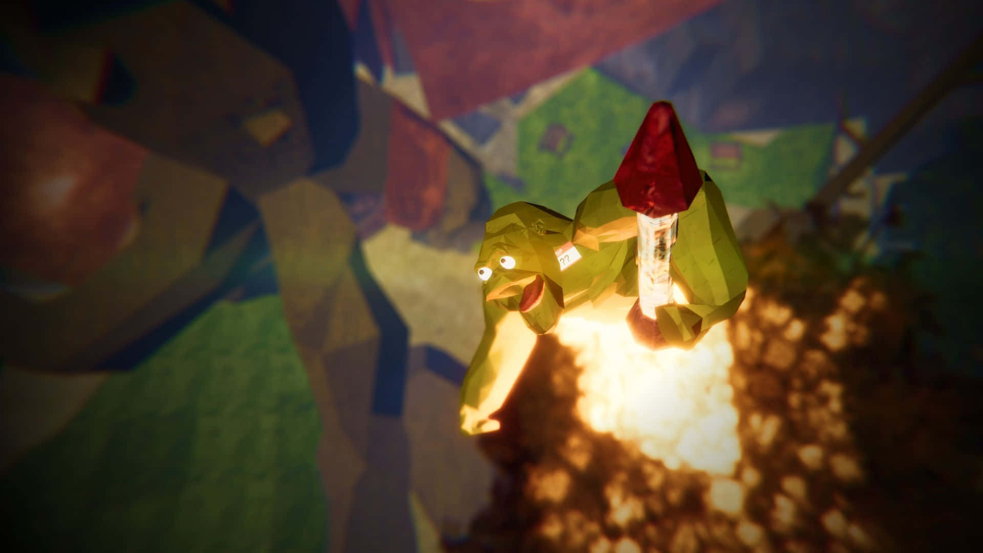 Animal Company, rocket launch, low poly green frog, Full HD Desktop Wallpaper