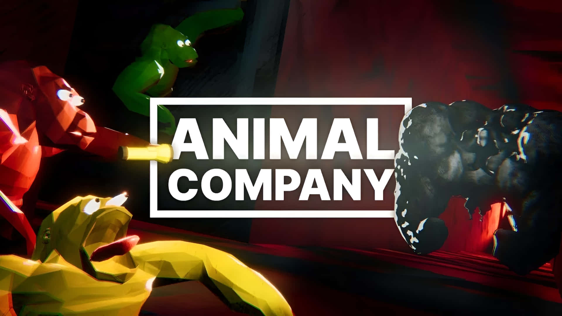 Animal Company, red green and yellow, dark bear, Full HD Desktop Wallpaper