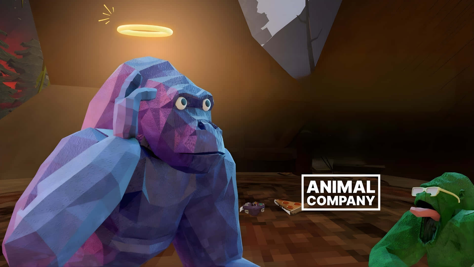 Animal Company, gorilla encounter, low poly purple gorilla, Full HD Desktop Wallpaper
