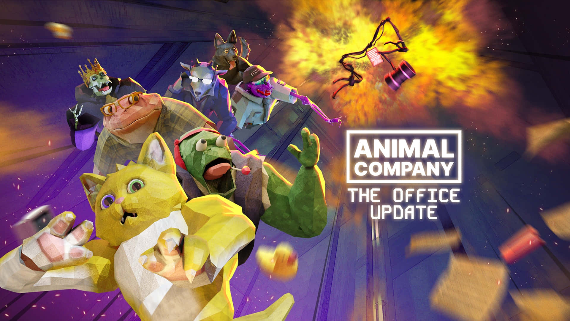 Animal Company, low poly, cartoon animals, Full HD Desktop Wallpaper