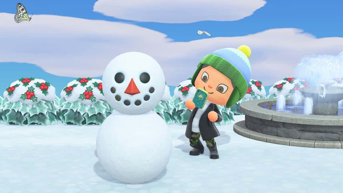 Animal Crossing, Winter, snowman, SD Desktop Wallpaper