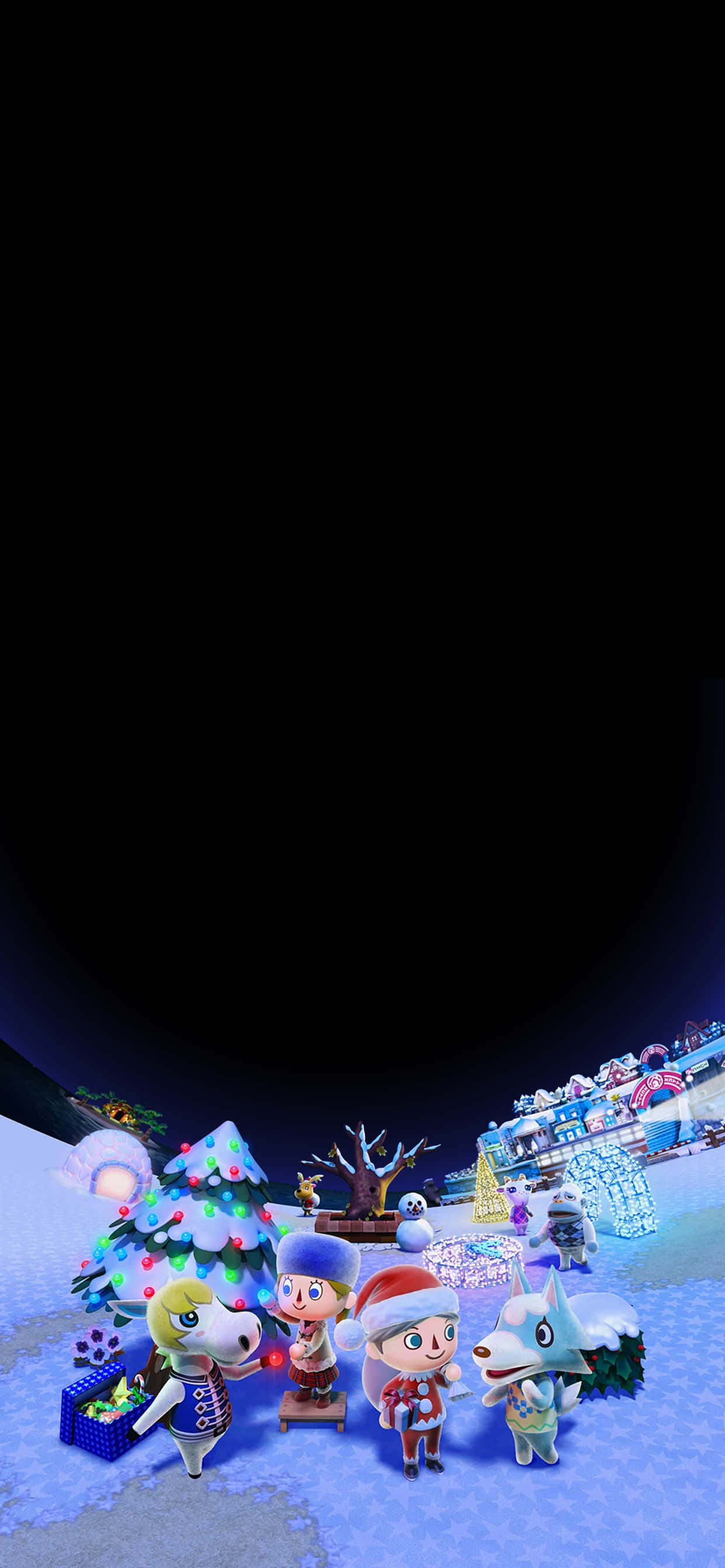 Animal Crossing Winter, Christmas characters, festive winter gear, 2K Phone Wallpaper