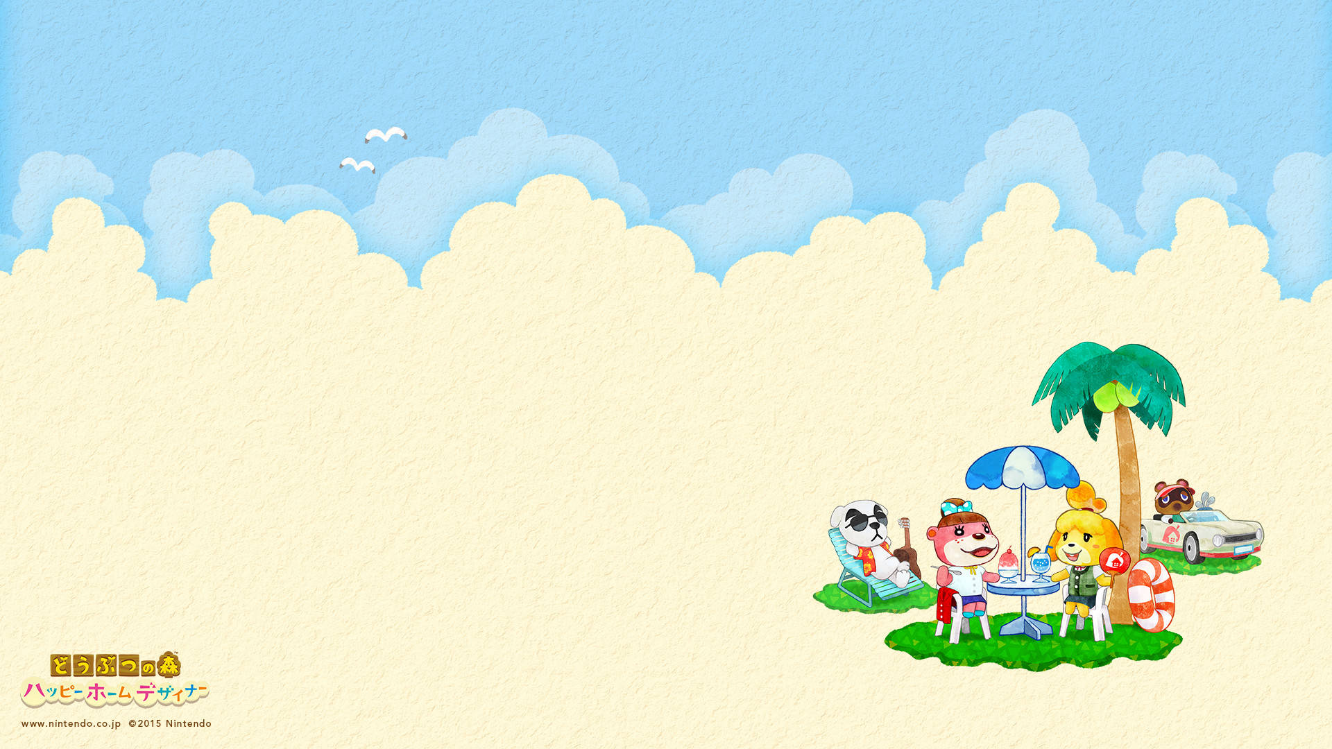 Animal Crossing, palm tree, car, Full HD Desktop Wallpaper