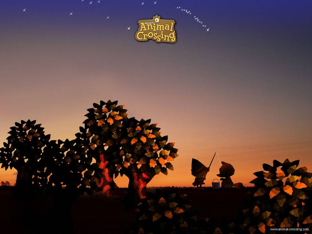 Animal Crossing, twilight sky, stars, SD Desktop Wallpaper
