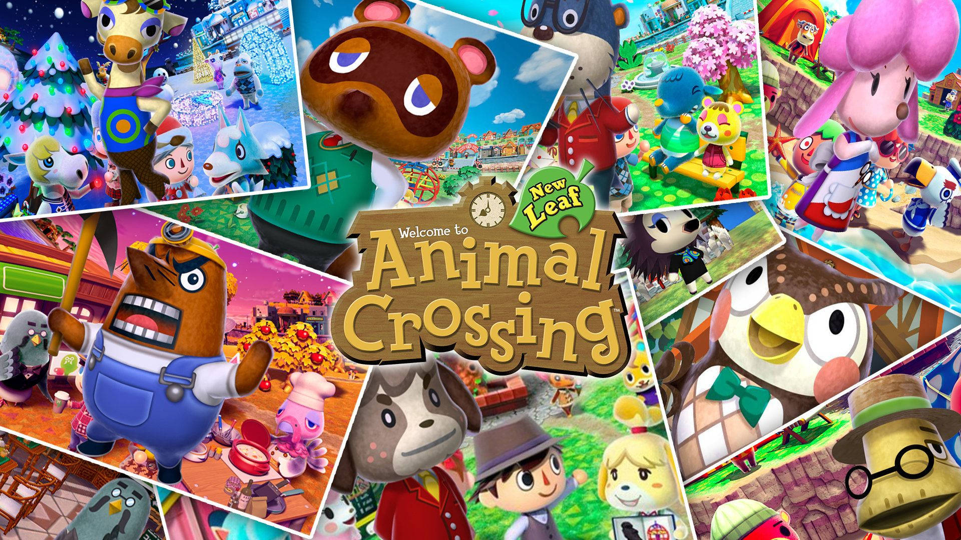 Animal Crossing, vibrant collage, festive holidays, Full HD Desktop Wallpaper