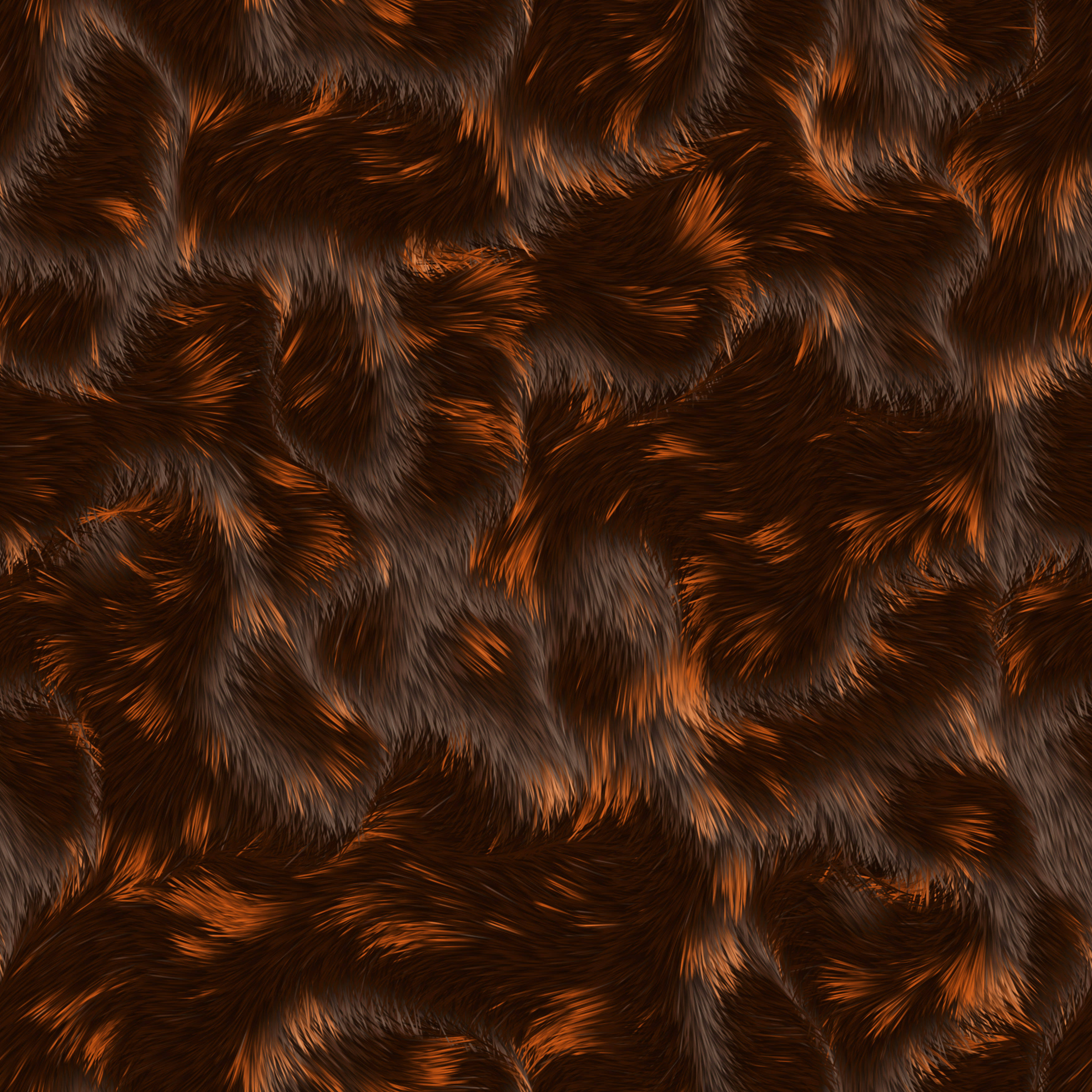 Animal Fur, rich brown fur texture, glowing orange highlights, 2K Desktop Wallpaper