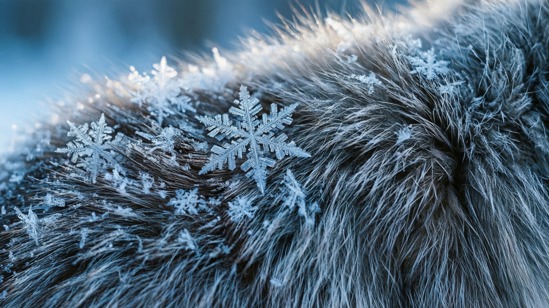 snowy fur texture, textured gray fur, soft blue light, Full HD Desktop Wallpaper