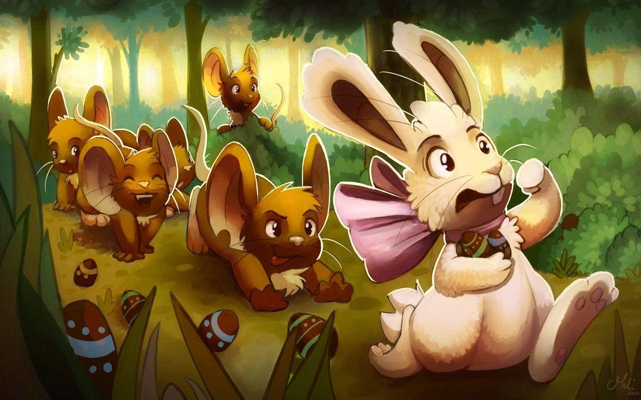 Animal Jam, rabbit, purple bow, HD Desktop Wallpaper