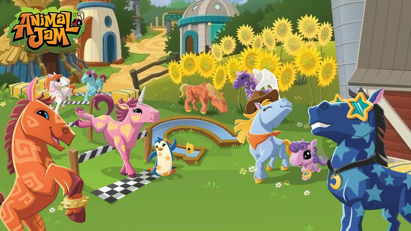 Animal Jam, herd of horses, unicorns, HD Desktop Wallpaper
