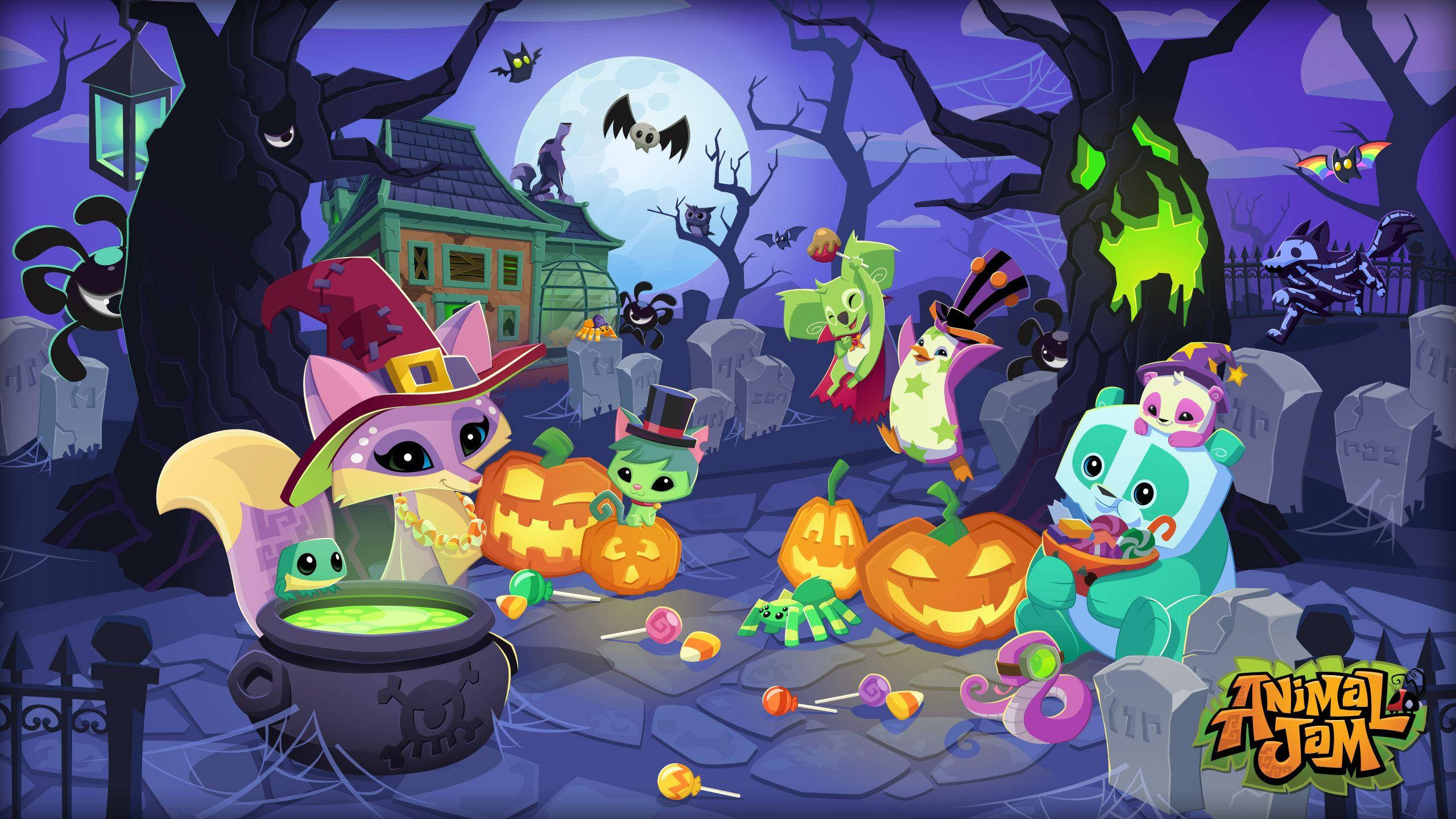 Animal Jam, Halloween, spooky graveyard, 2K Desktop Wallpaper