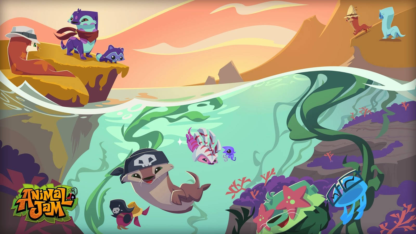 Animal Jam, colorful cartoon animals, vibrant underwater world, HD Desktop Wallpaper