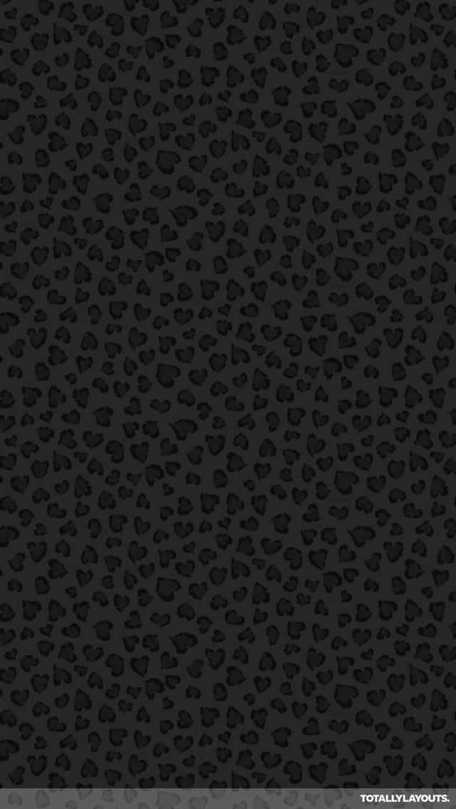 Animal Print iPhone, black heart shapes, charcoal gray background, SD Phone Wallpaper
