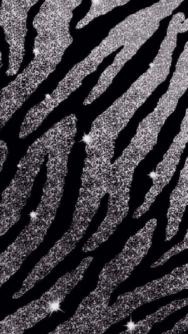 zebra print, black and white, glittery, SD Phone Wallpaper