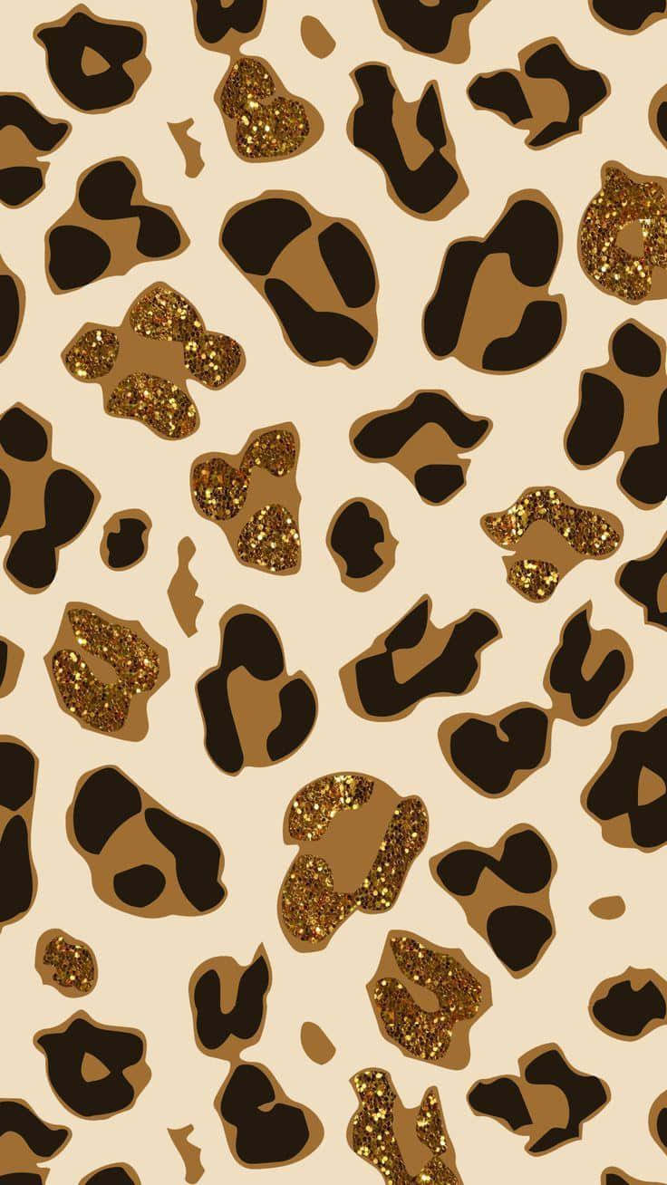 leopard print, glittery gold spots, beige background, HD Phone Wallpaper