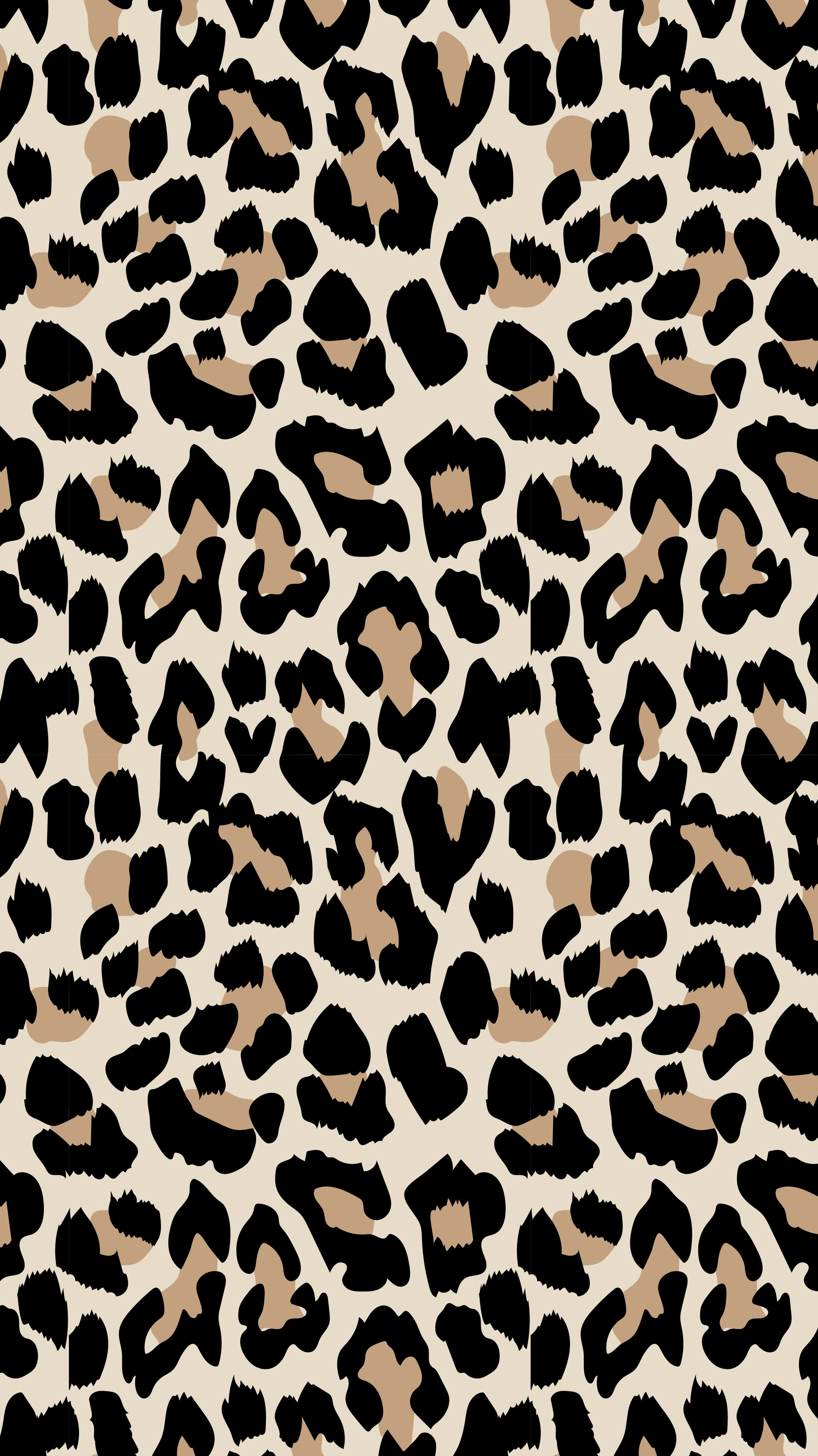 leopard print, black and tan spots, cream background, 5K Phone Wallpaper
