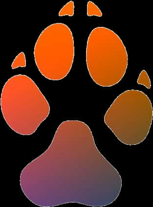 colorful gradient paw print, orange to purple, black background, SD Phone Wallpaper