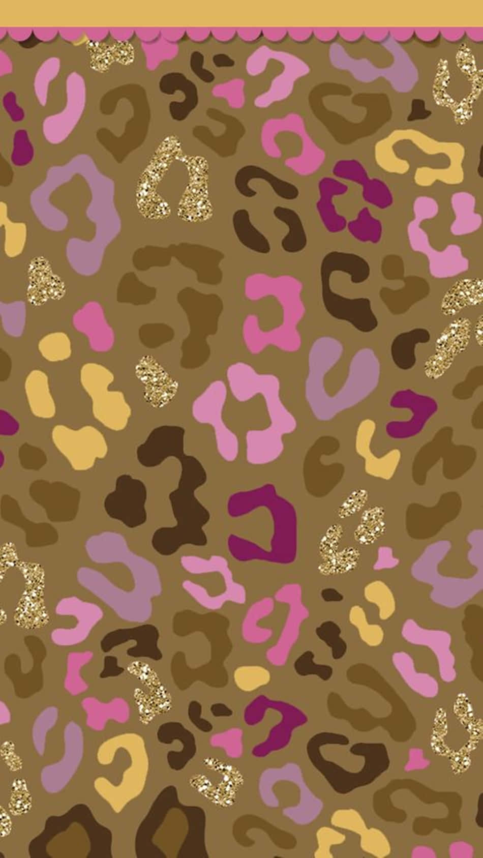 leopard print, glittery gold accents, brown background, HD Phone Wallpaper