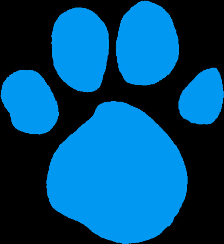 blue paw print, silhouette, black background, SD Phone Wallpaper