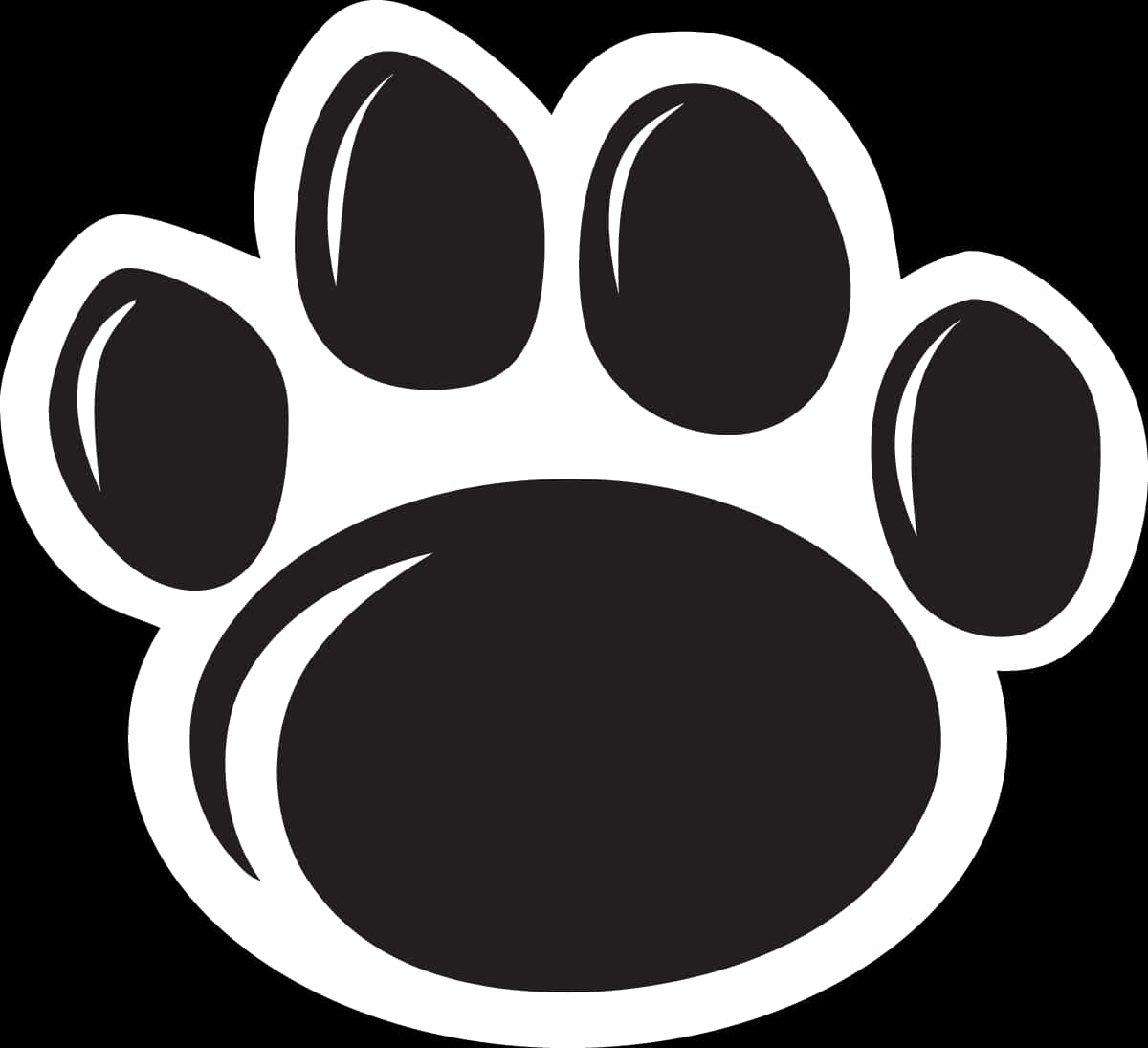 black paw print, white outline, solid black background, SD Desktop Wallpaper