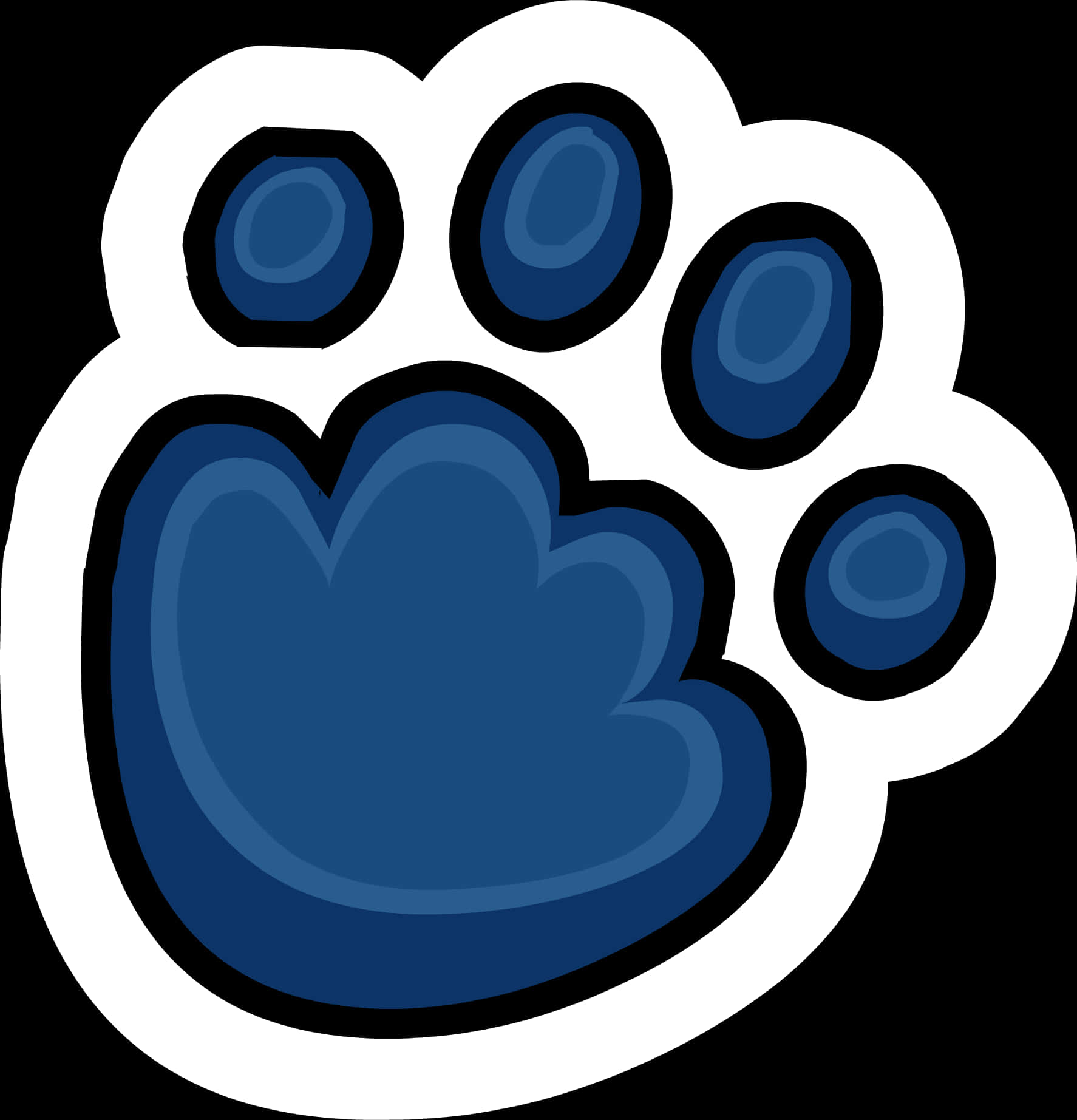 blue paw print, bold black outlines, white border, HD Phone Wallpaper