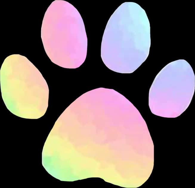 colorful paw print illustration, pastel rainbow hues, stark black background, SD Desktop Wallpaper