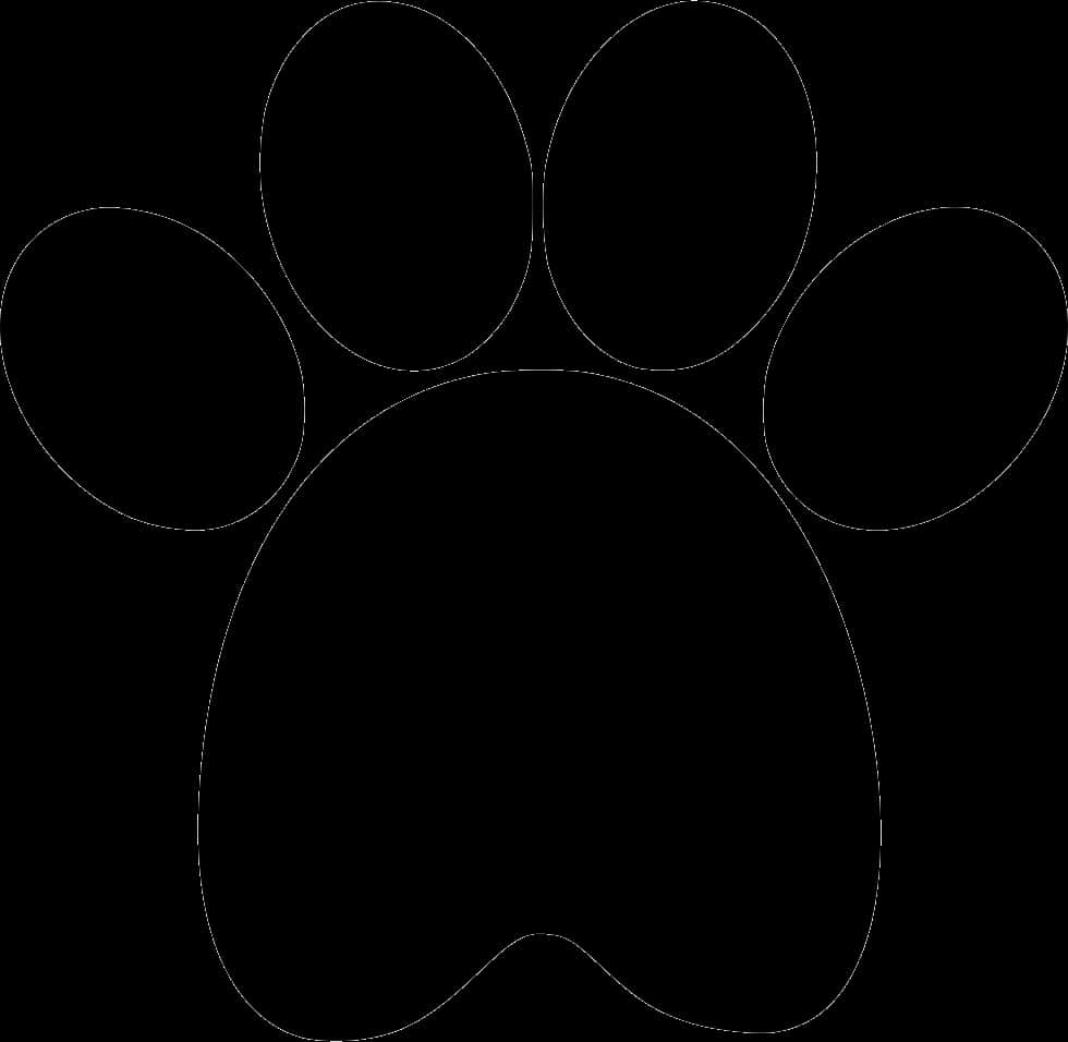 black paw print outline, white outline, solid black background, SD Desktop Wallpaper